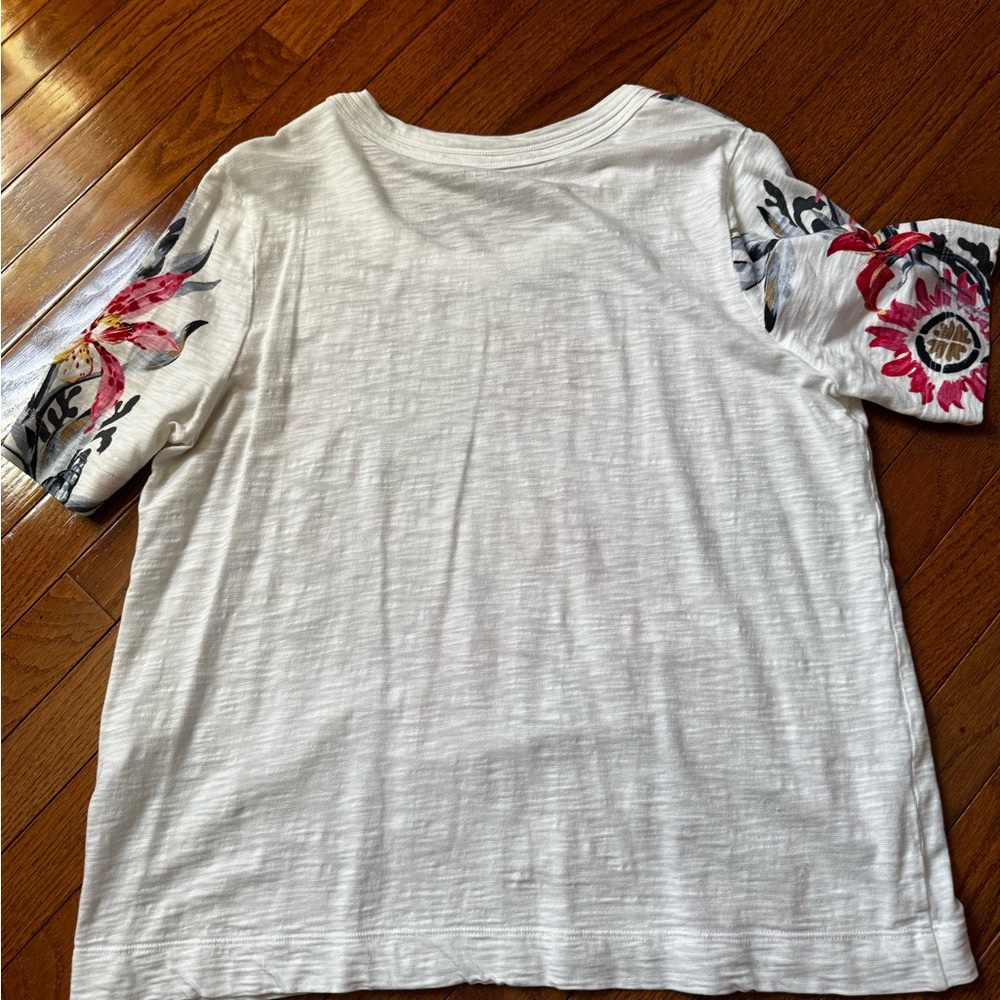 Chico's White Short Sleeve Tee with Red Floral Print - Picture 3 of 3